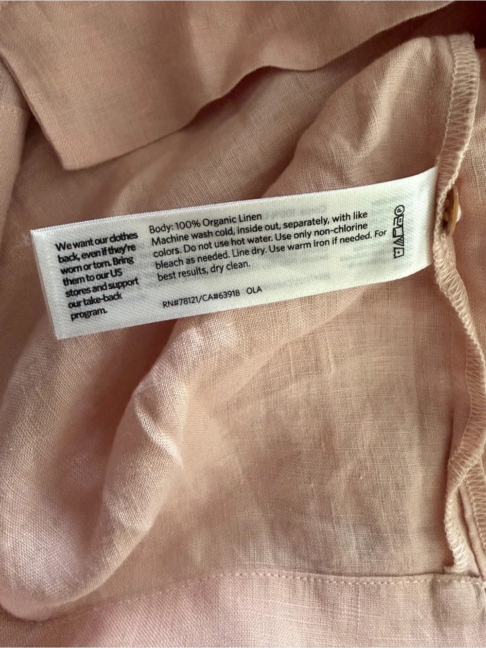 Eileen Fisher System Organic Linen Elbow Sleeve Shirt Size XL Pink Boxy Button